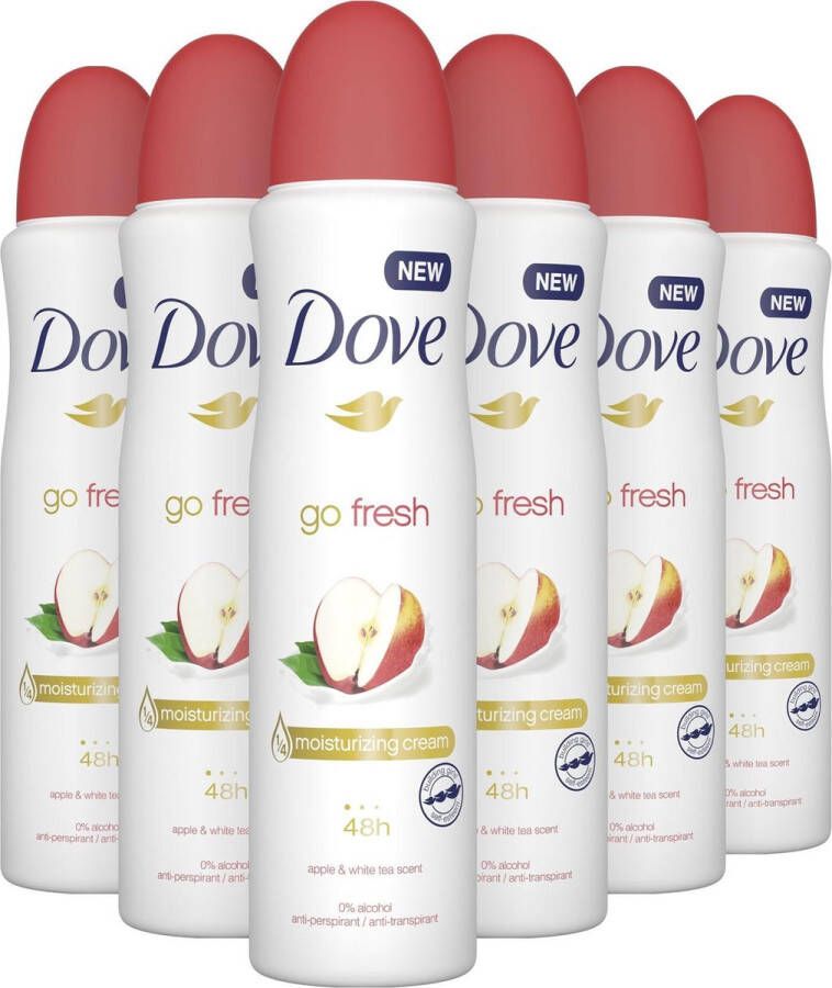 Dove Go Fresh Anti-transpirant Deodorant Apple & White Tea 6 x 150 ml Voordeelverpakking