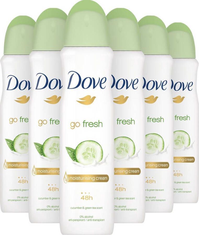 Dove Go Fresh Anti-transpirant Deodorant Spray Cucumber 6 x 150 ml Voordeelverpakking