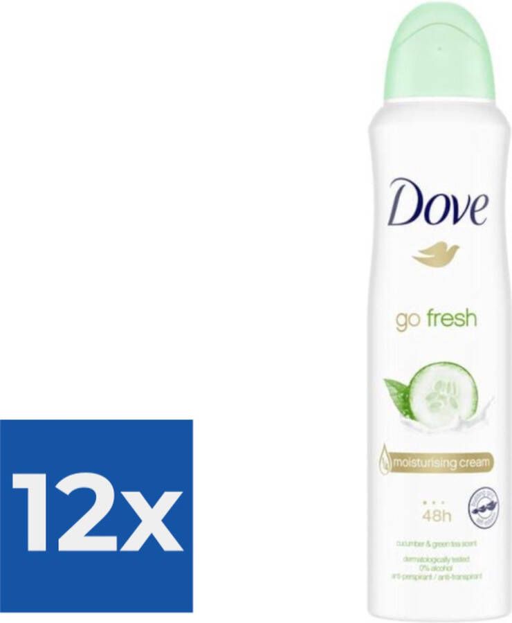 Dove Go Fresh Cucumber Deodorant Spray Voordeelverpakking 12 stuks