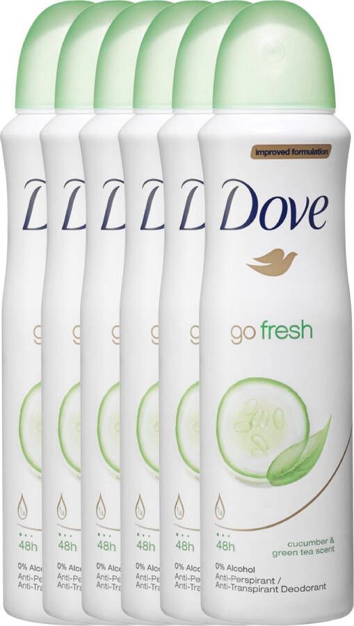 Dove Go Fresh Cucumber & Green Tea Women 6 x 150 ml Deodorant Spray Voordeelverpakking