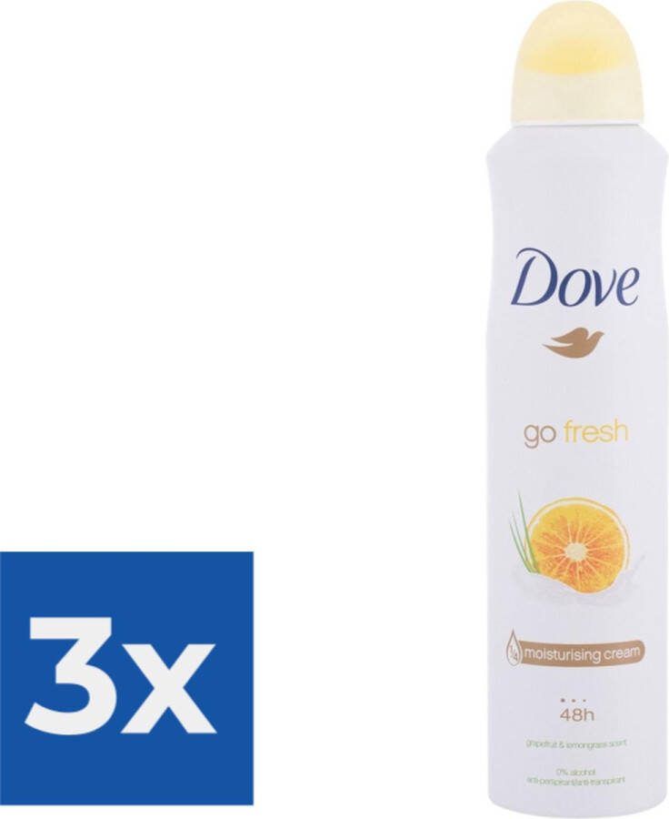 Dove Go Fresh Deospray Grapefruit 150 ml. Voordeelverpakking 3 stuks