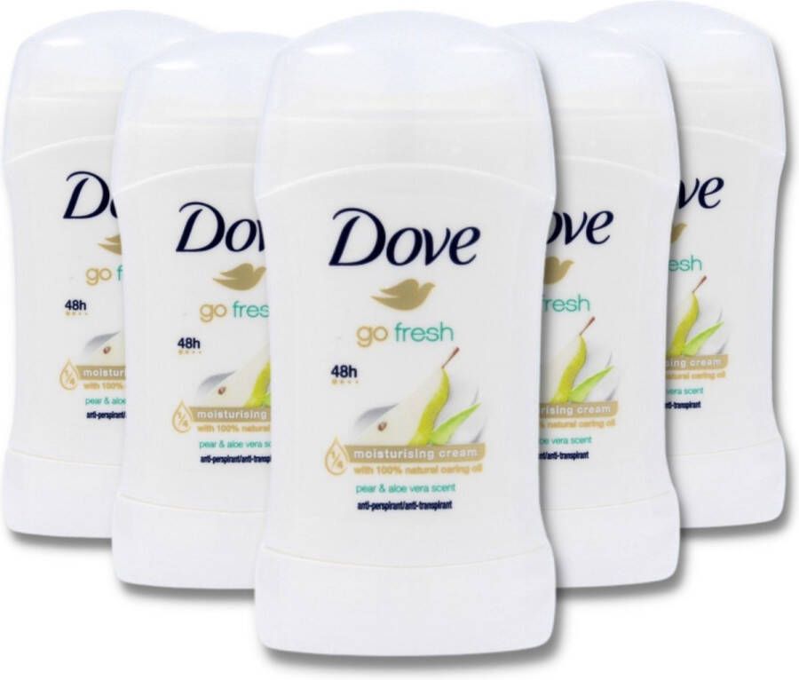 Dove Go Fresh Pear & Aloe Deodorant Vrouw Anti Transpirant Deodorant Stick met 0% Alcohol en 48 Uur Zweetbescherming Bestverkochte Deo 5 Stuks