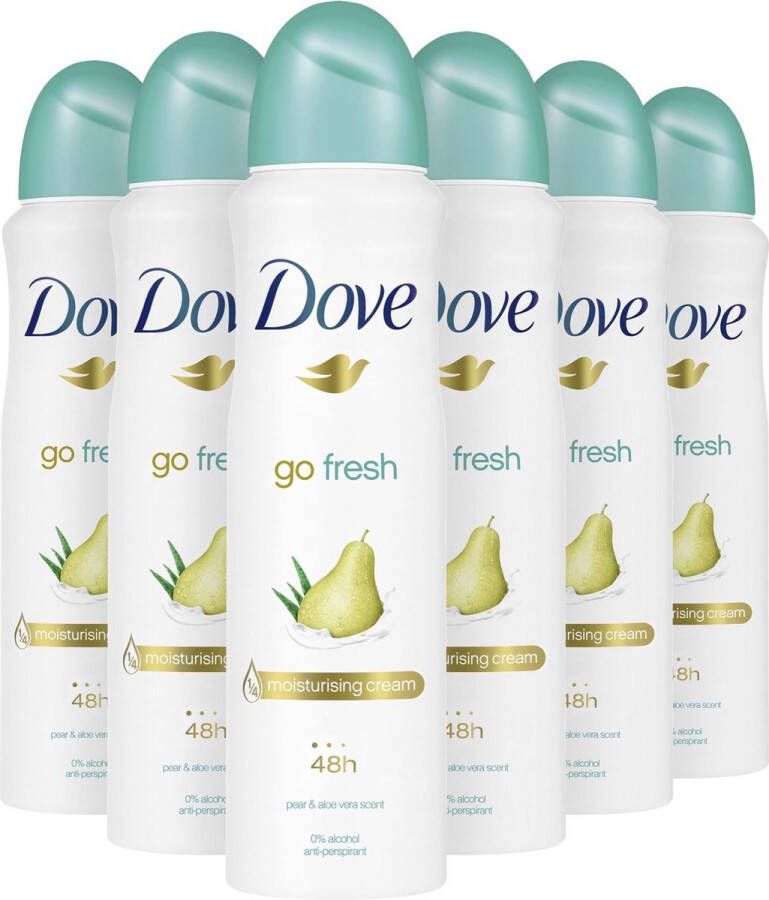 Dove Go Fresh Pear & Aloe Vera anti-transpirant deodorant spray 6 x 150 ml voordeelverpakking