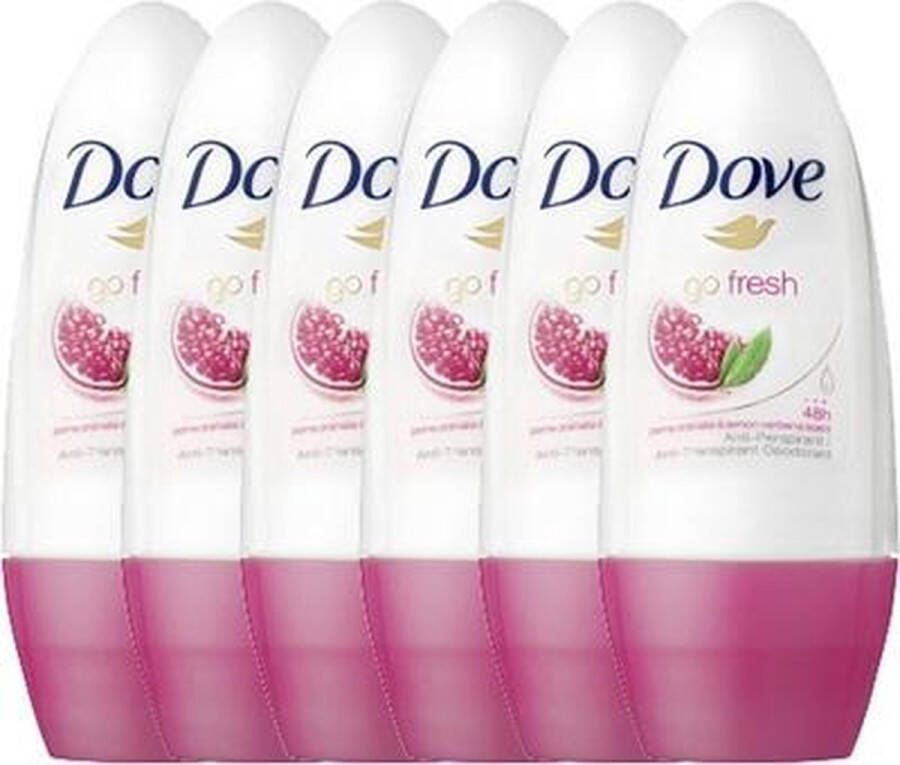 Dove Go Fresh Pomegranate & Lemon Verbena Women 6 x 50 ml Deodorant Roller Voordeelverpakking