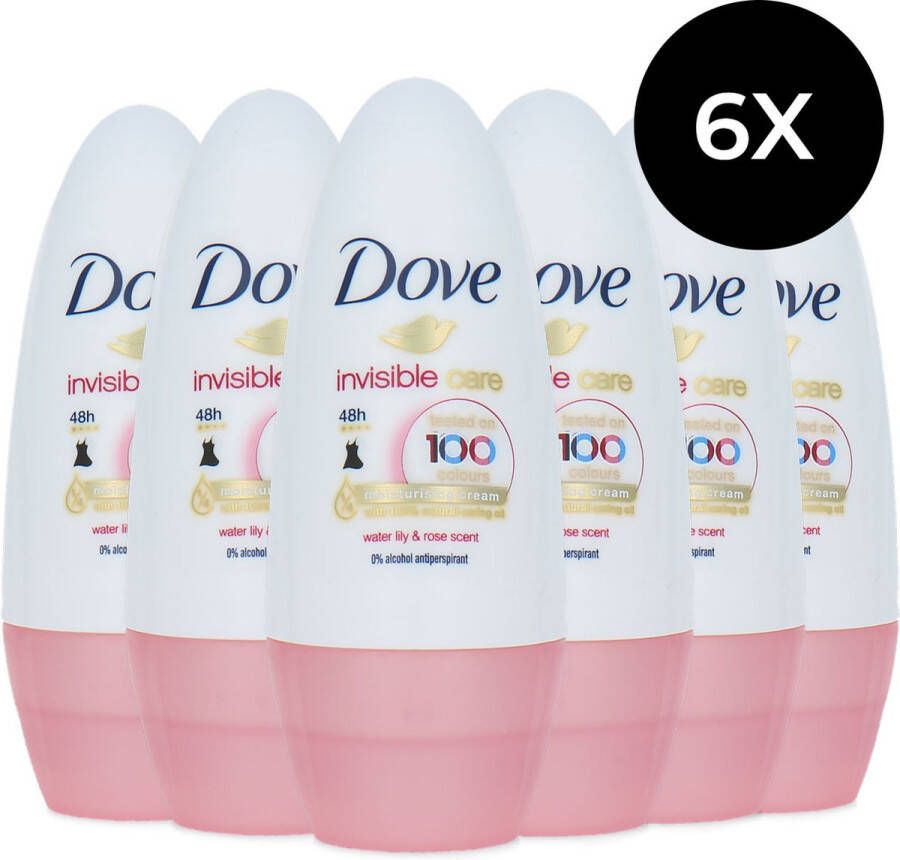 Dove Invisible Care Deodorant Roller Water Lily & Rose Scent 6 x 50 ml