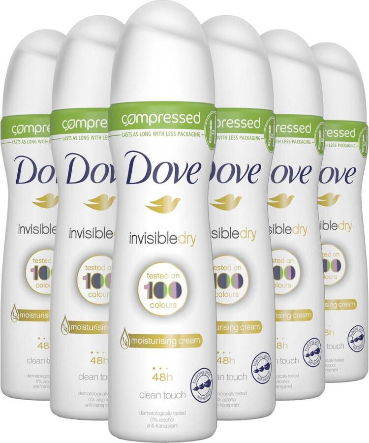 Dove Invisible Dry Anti-transpirant Deodorant 6 x 75 ml Voordeelverpakking