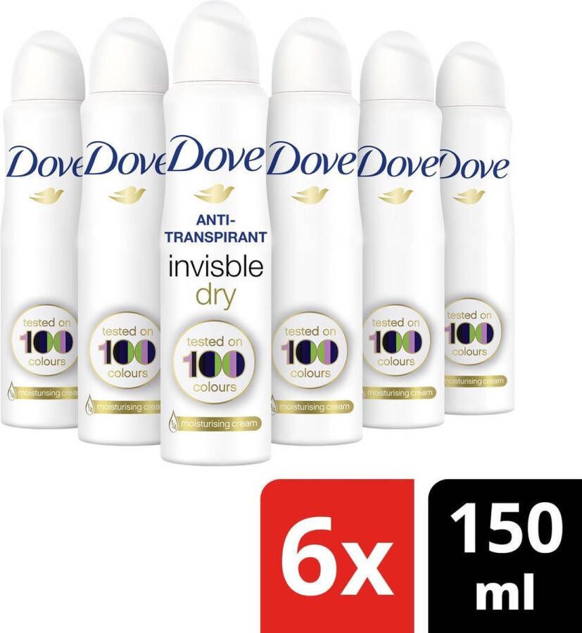 Dove Invisible Dry Anti-Transpirant deodorant spray 6 x 150 ml voordeelverpakking