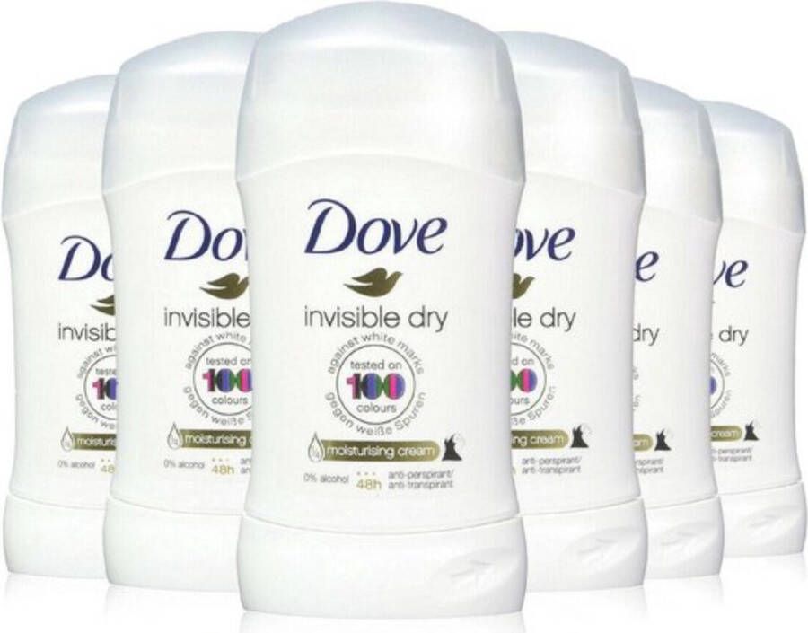 Dove Invisible Dry Deodorant Stick Ruik Fris en Verzorgd met de Geur Van Viooltje en Witte Freesia 6 x 40g
