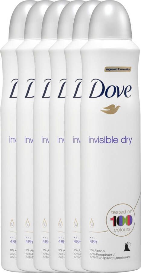 Dove Invisible Dry Women 6 x 250 ml Deodorant Spray Voordeelverpakking