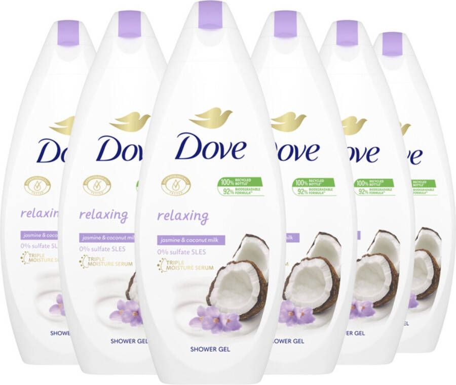 Dove Kokosmelk & Jasmijnblaadjes Relaxing Douchegel Voordeelverpakking 6 x 250 ml