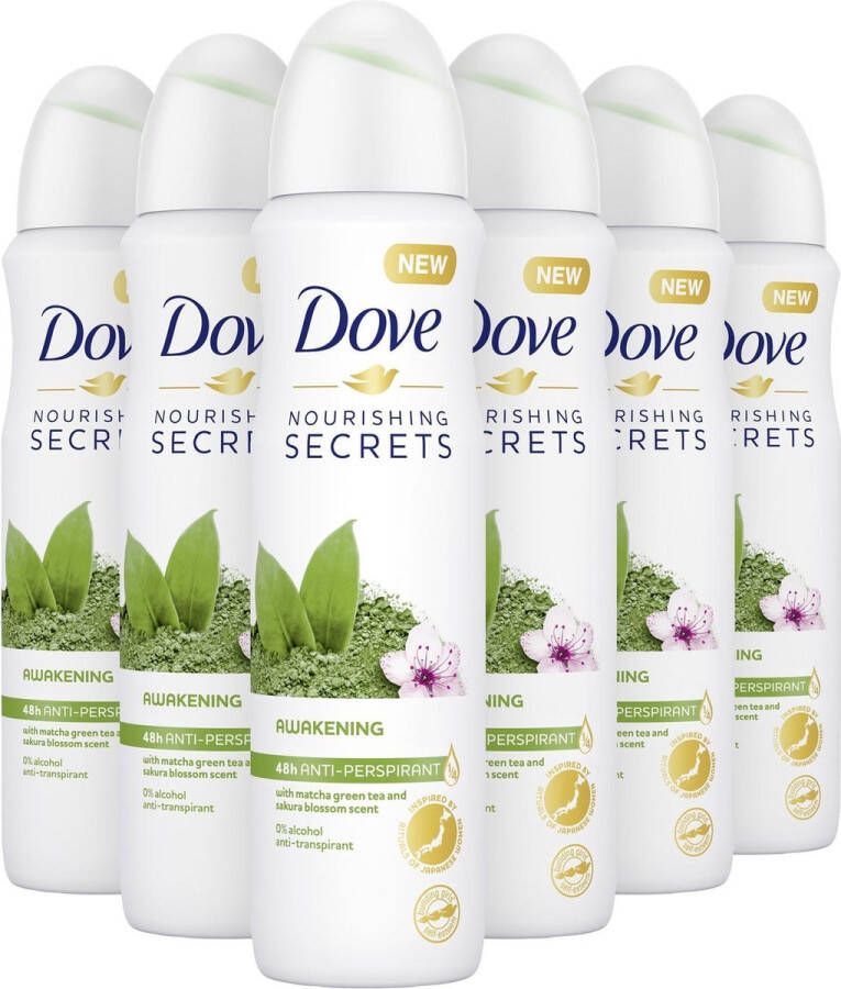 Dove Women Matcha & Sakura anti-transpirant spray 6 x 150 ml voordeelverpakking