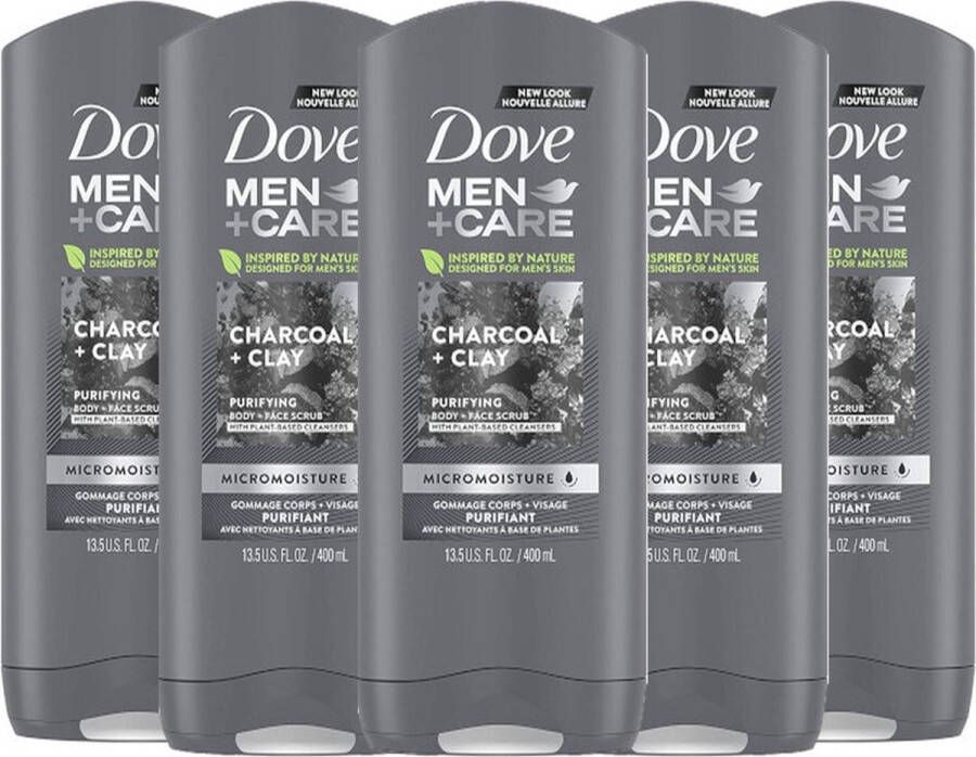 Dove Men+Care Dove Men + Care Body & Face Wash Charcoal + Clay 6 x 400 ml Voordeelpak