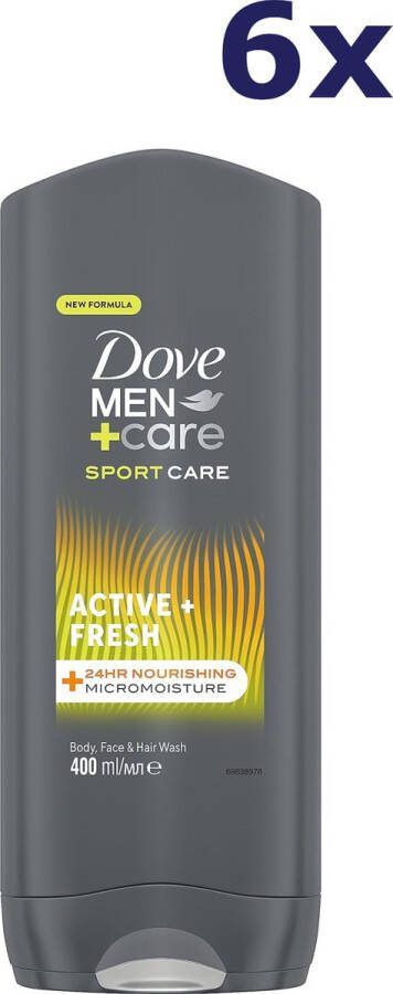 Dove Men + Care Sport Care Active Fresh Body Face & Hair Wash 6 x 400 ml