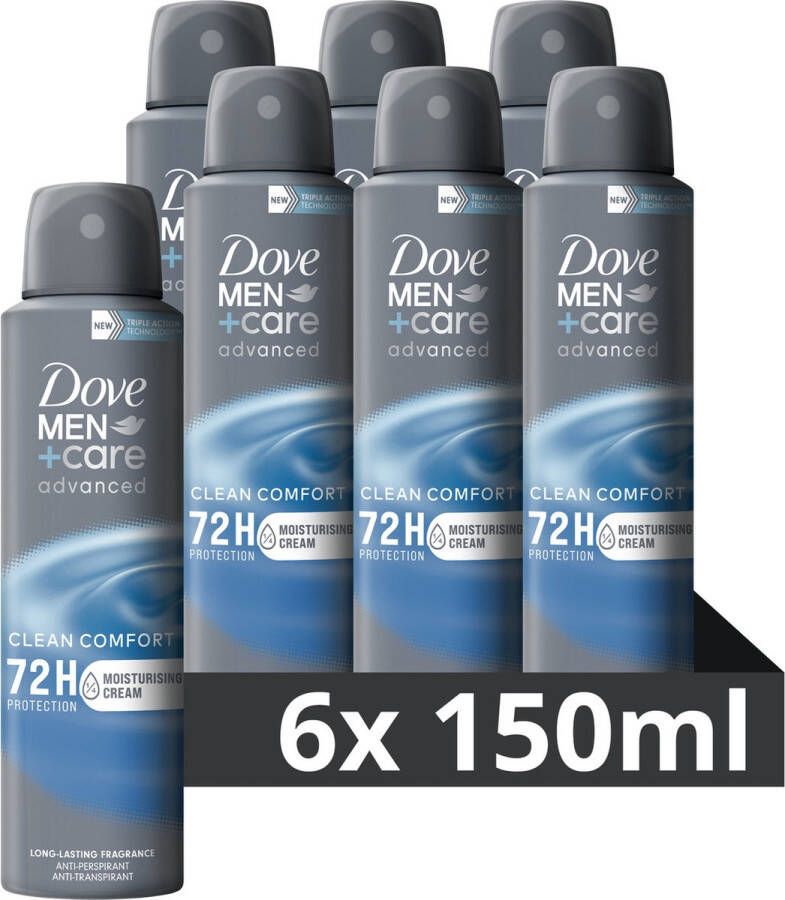 Dove Men+Care Advanced Clean Comfort Anti-Transpirant deodorant spray 6 x 150 ml voordeelverpakking