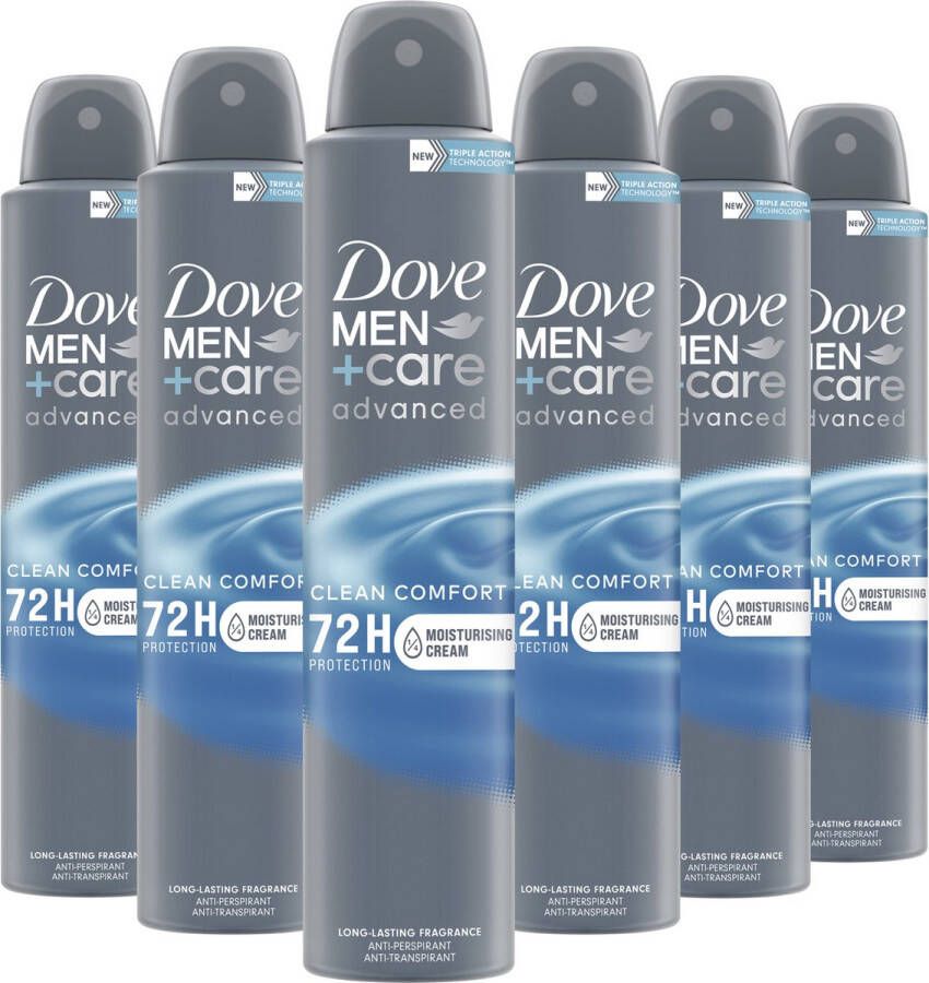 Dove Men+Care Advanced Clean Comfort anti-transpirant deodorant spray 6 x 200 ml voordeelverpakking