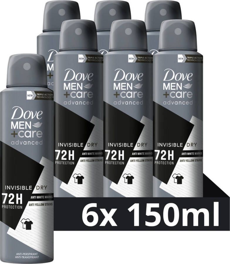 Dove Men+Care Advanced Invisible Dry anti-transpirant deodorant spray 6 x 150 ml voordeelverpakking
