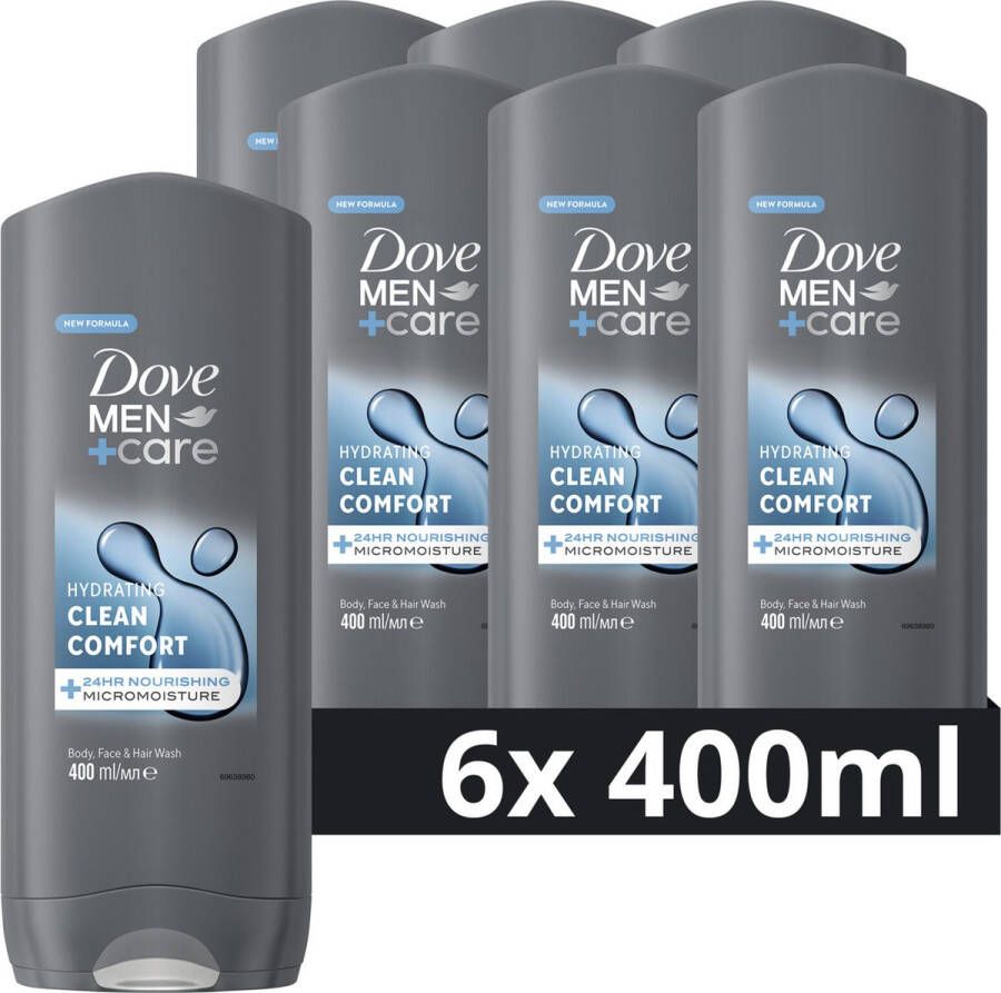 Dove Men+Care Clean Comfort 3-in-1 Douchegel 6 x 400 ml Voordeelverpakking