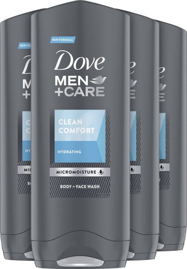 Dove Men+Care Clean Comfort Showergel 4 x 250ml Voordeelverpakking