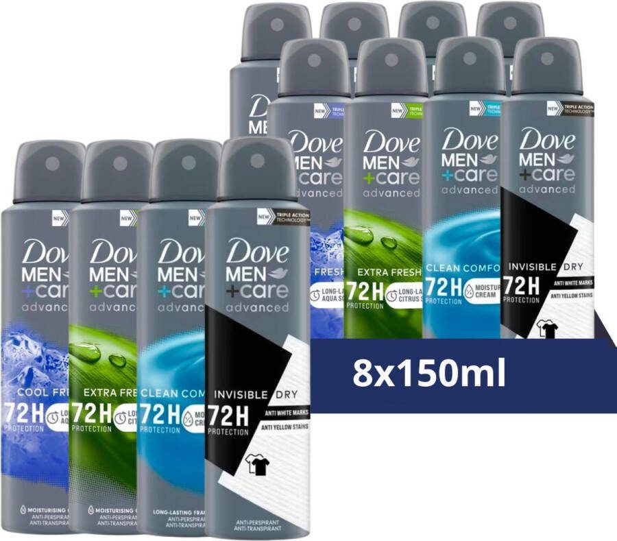 Dove Men+Care Dove Deodorant Bodyspray Mix Geschenkset 8 stuks Voordeelverpakking