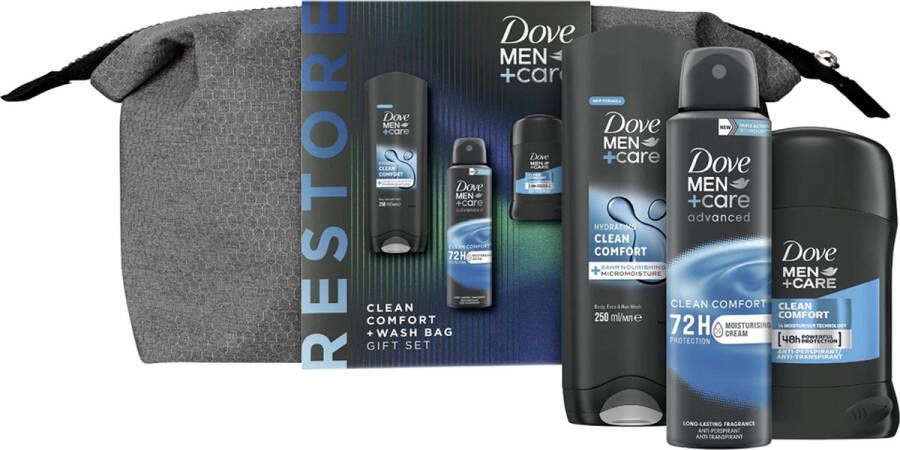 Dove Men+Care Dove Men+ Care Clean Comfort Toilettas Geschenkset Deodorant Douchgel Deostick Cadeauset