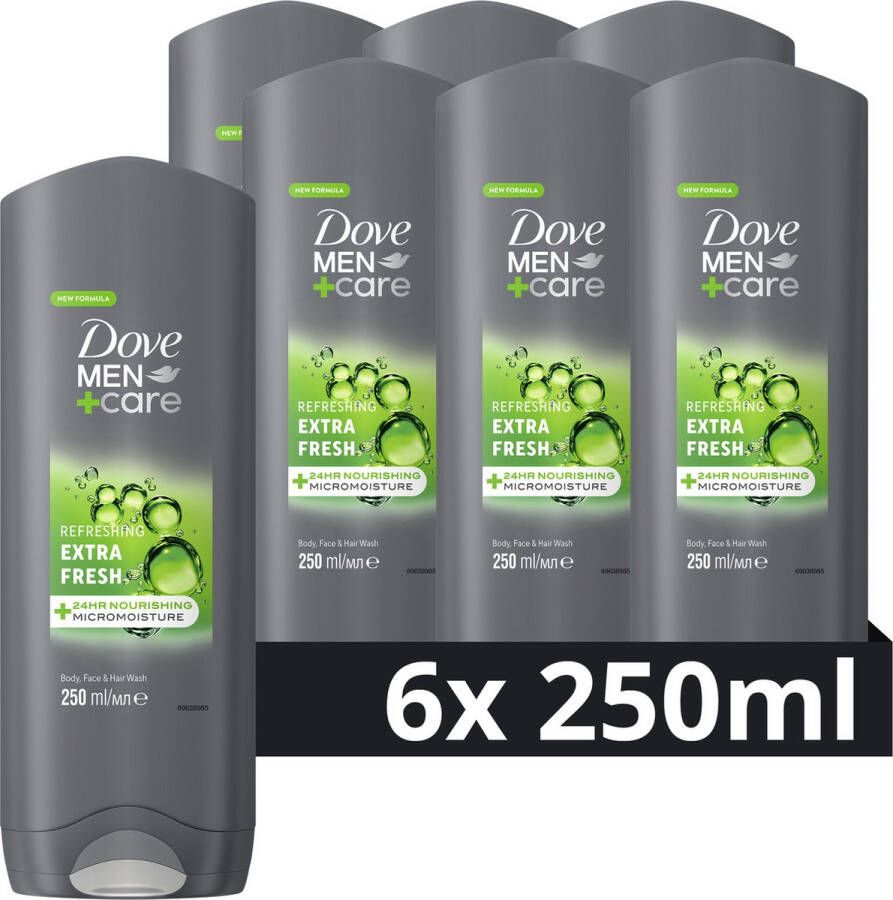 Dove m en+Care Extra Fresh 3-in-1 Douchegel 6 x 250 ml Voordeelverpakking
