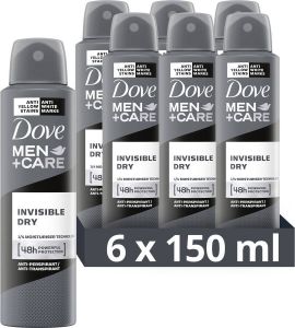 Dove Men+Care Invisible Dry Anti-transpirant Deodorant Spray 6 x 150 ml Voordeelverpakking
