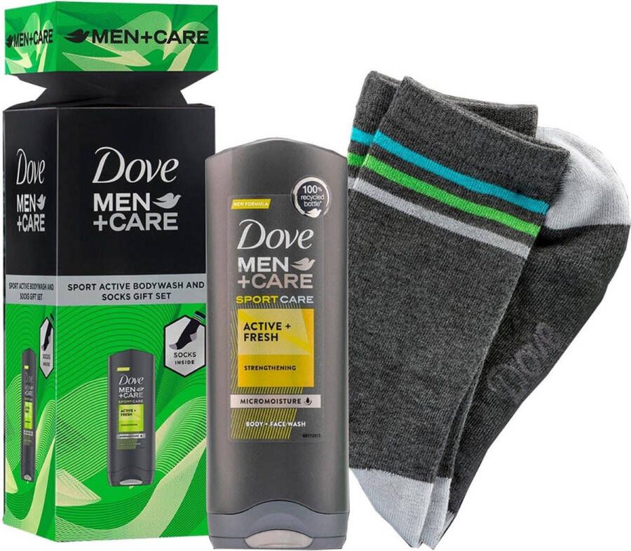 Dove Men+Care Sport Active Fresh Geschenkset Bodywash + Sokken Pack 2024 Cadeauset Mannen Kado Kerst Sinterklaas Verjaardag