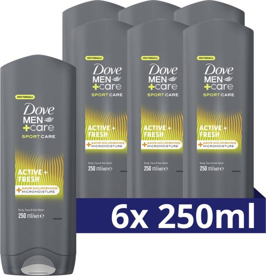 Dove Men+Care Sport Active+Fresh Douchegel 6 x 250 ml Voordeelverpakking