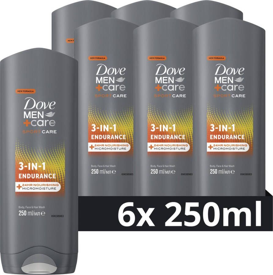 Dove Men+Care Showergel Sport Endurance+Comfort Showergel- 6 x 250 ml Voordeelverpakking