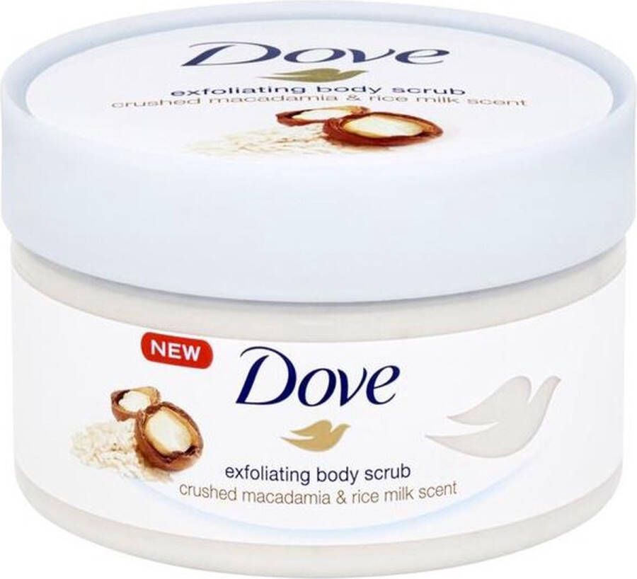 Dove Nourishing Body Scrub with Macadamia and Rice Milk (Exfoliating Body Scrub Crushed Macadamia & Rice Milk) 225 ml 225ml