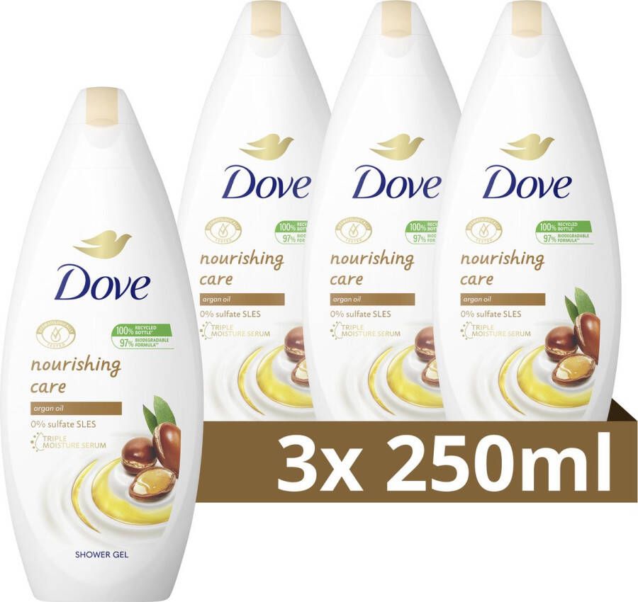 Dove Nourishing Care Verzorgende Douchegel 3 x 250 ml Voordeelverpakking