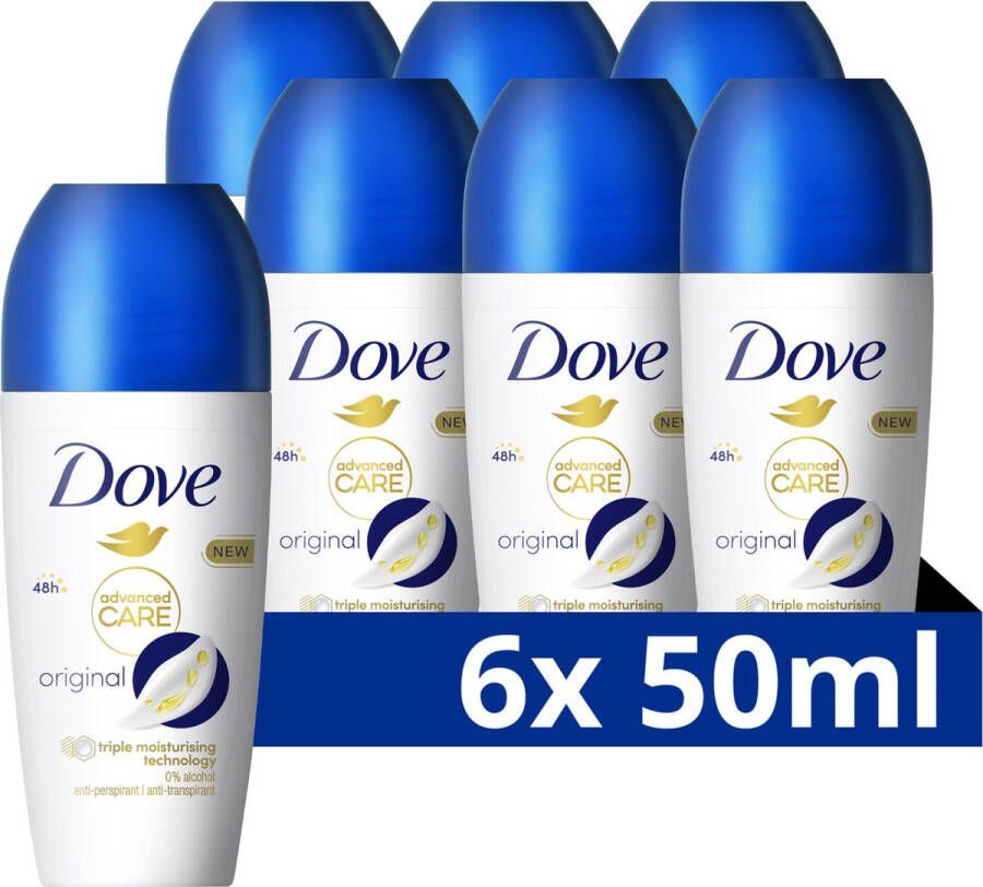 Dove Original Advanced Care Anti-Transpirant deodorant roller 6 x 50 ml Voordeelverpakking