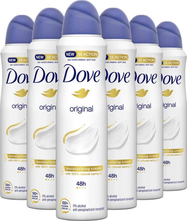 Dove Original Anti-transpirant Deodorant Spray 6 x 150 ml Voordeelverpakking