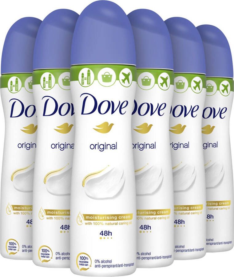 Dove Original Anti-Transpirant Deodorant Spray 6 x 75 ml Voordeelverpakking