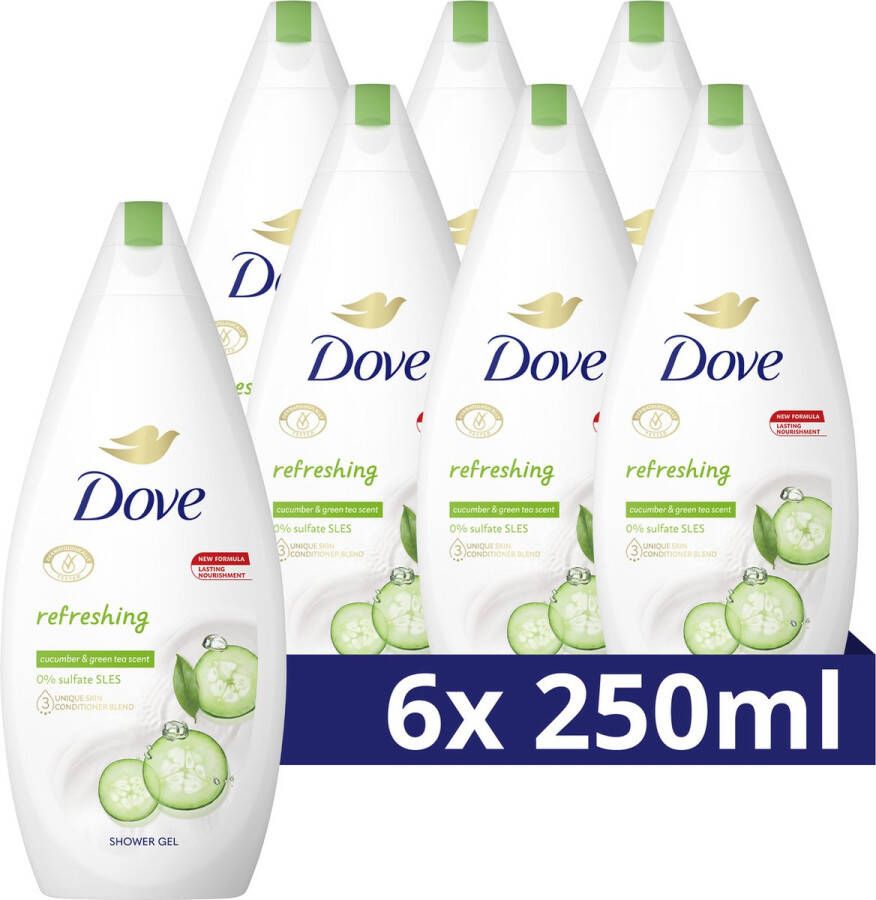 Dove Go Fresh Refreshing Verzorgende Douchegel 6 x 250 ml Voordeelverpakking