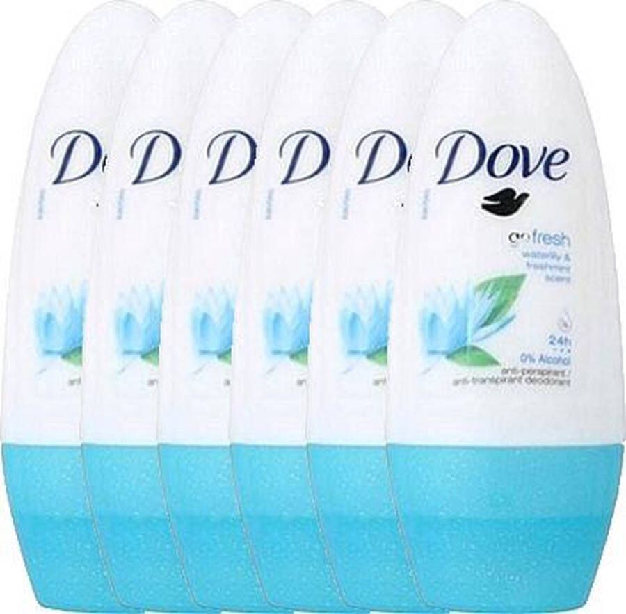 Dove Roll-on Deodorant Go Fresh Waterlily 6 x 50ML Voordeelverpakking