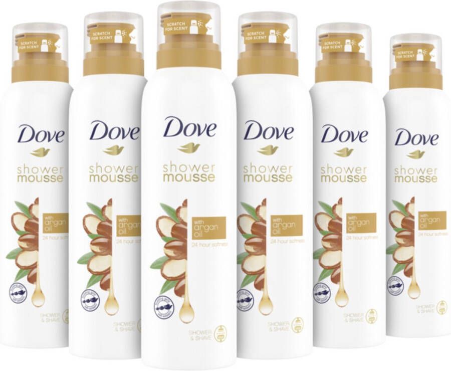 Dove Shower Mousse Argan Oil douchen en scheren in één 6 x 200 ml