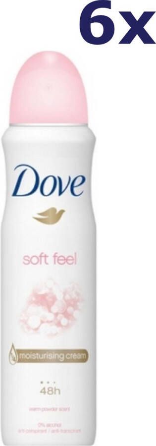 Dove Soft Feel Powder Women 6 x 150 ml Deodorant Spray Voordeelverpakking
