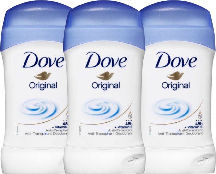 Dove Original Deodorant Stick 3 x 40ml Deodorant Vrouw