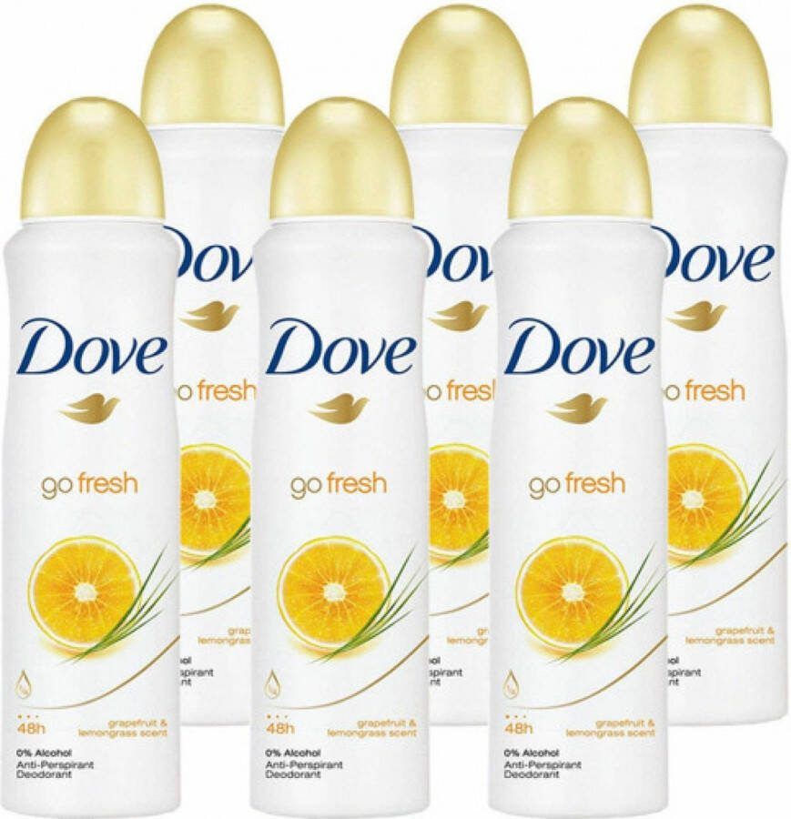 Dove Women Go Fresh Grapefruit & Lemongrass Deodorant Spray- 6 x 150 ml Deodorant Vrouw Voordeelverpakking