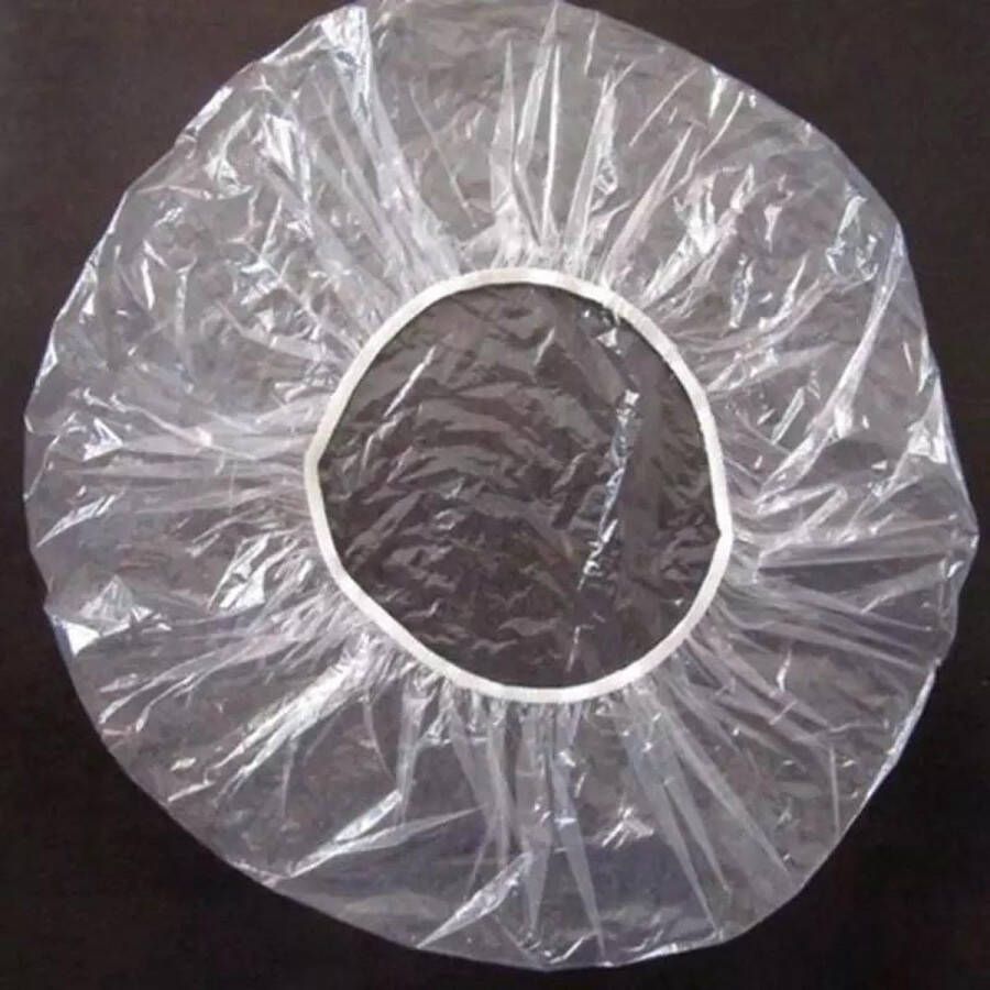 Down2business Douche muts wegwerp douche mutsen plastic badmutsen haarnetje elastische douche muts shower cap haarwas kap 100 STUKS