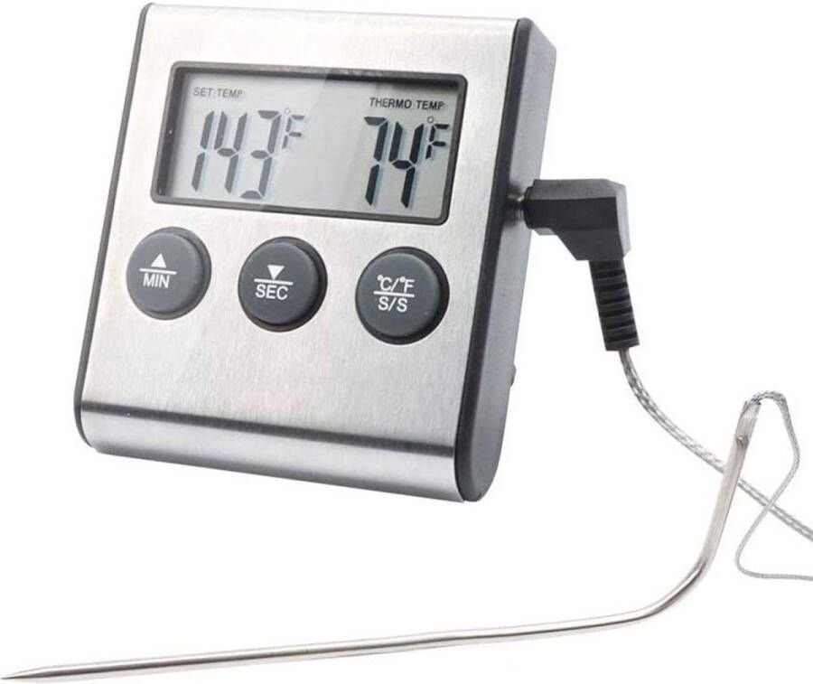 DOWO Keukenthermometer Oventhermometer Temperatuur Meter 2 In 1 Digitale Professionele Thermometer En Wekker Vleesthermometer Kern Temperatuurmeter Voor Vlees Vloeistof 0-250 Graden Celcius