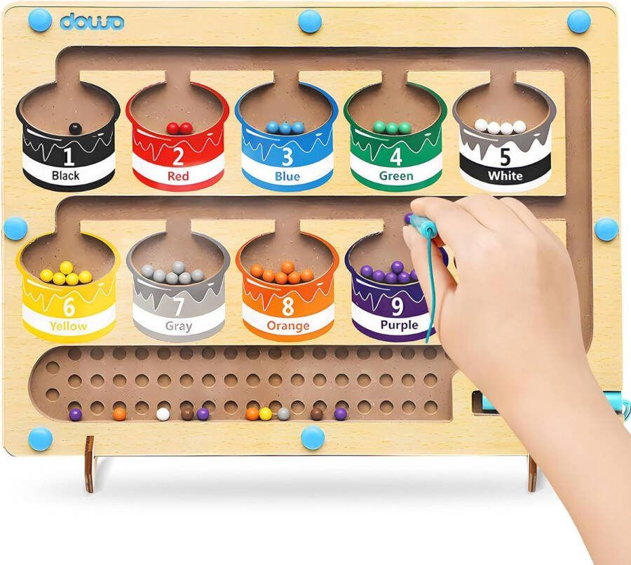 DOWO Magnetisch Bord Puzzels – Montessori Speelgoed vanaf 3 jaar Educatief Speelgoed Magnetisch Kleur en Getal Doolhof Educatieve Puzzel Labyrint Spiel Sorteren Ontwikkelingsgericht Speelgoed