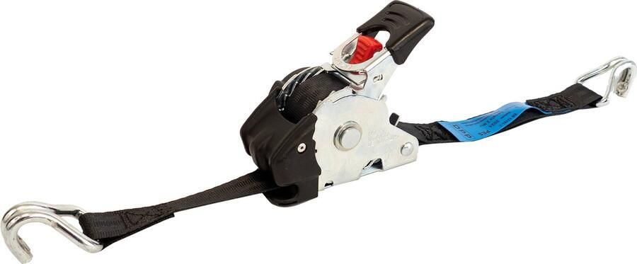 DPP Spanband 3 Meter 25 mm Sjorband Zwart Spanbanden Autotransport Spanriem Bindriemen Met Ratel Zelfoprollend Spanband Zelfoprollend
