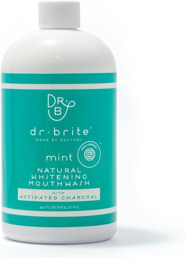 Dr. Brite Mint Natuurlijk Mondwater op basis van kokosolie aloe vera en vitamine c. Ontgift de mond en creëert een frisse adem.