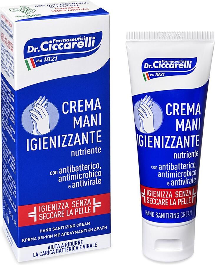 Dr. Ciccarelli Crema mani Igienizzante: unieke desïnfecterende alcoholvrije handcrème met Tea-Tree en Vitamine E