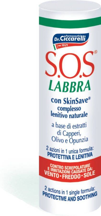 Dr. Ciccarelli S.O.S. Labra met honingextract en SkinSave : de ideale lippenbalsem tegen alle weersinvloeden zoals zon kou en wind geschikt voor alle seizoenen