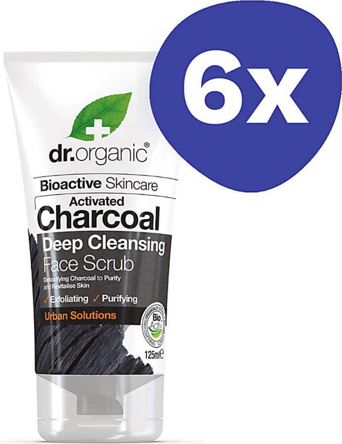 Dr Organic Houtskool Gezichtsscrub (6x125ml)