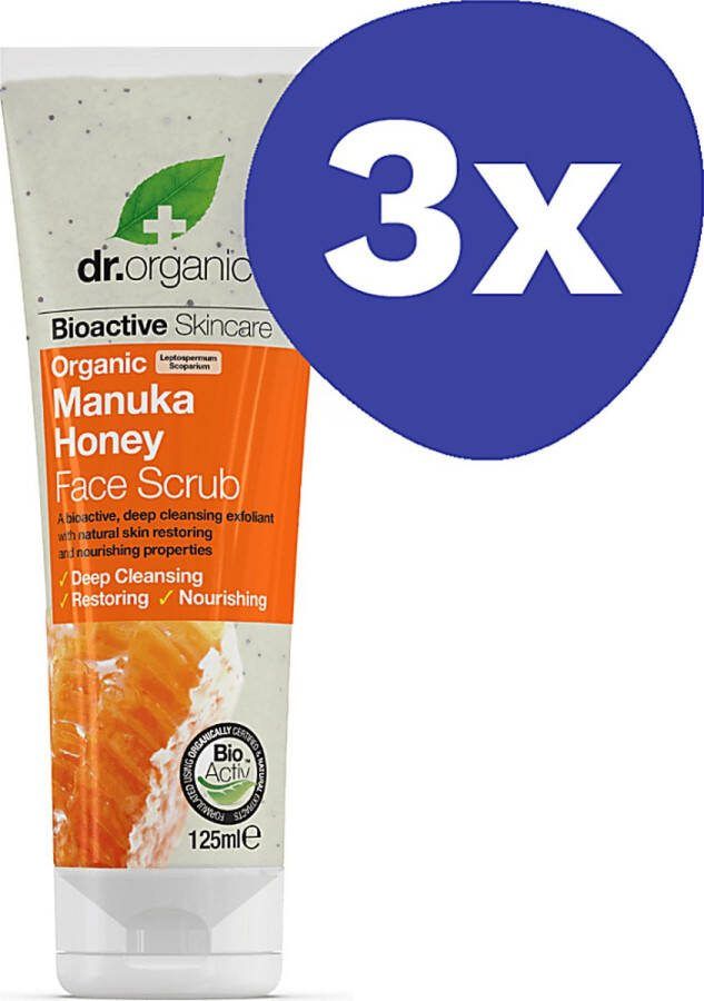 Dr Organic Manuka Honing Gezichtsscrub (3x 125ml)