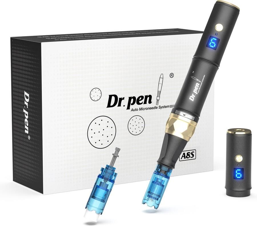 Dr. Pen Nieuw Model Dr.Pen dermapen A8S elegant microneedling dermastamp incl. 2 extra cartridges 18 naalden microneedling apparaat